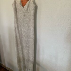 City Triangles Glittering Silver Maxi Dress